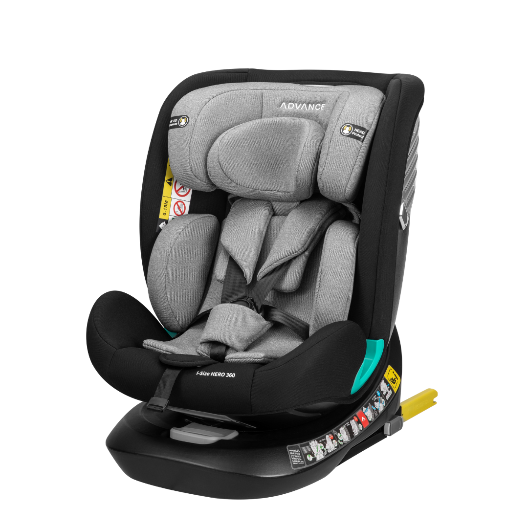 ADVANCE Siège-auto I-SIZE/ISOFIX Hero 360° 40-150cm - Gris/Noir + Housse été offerte