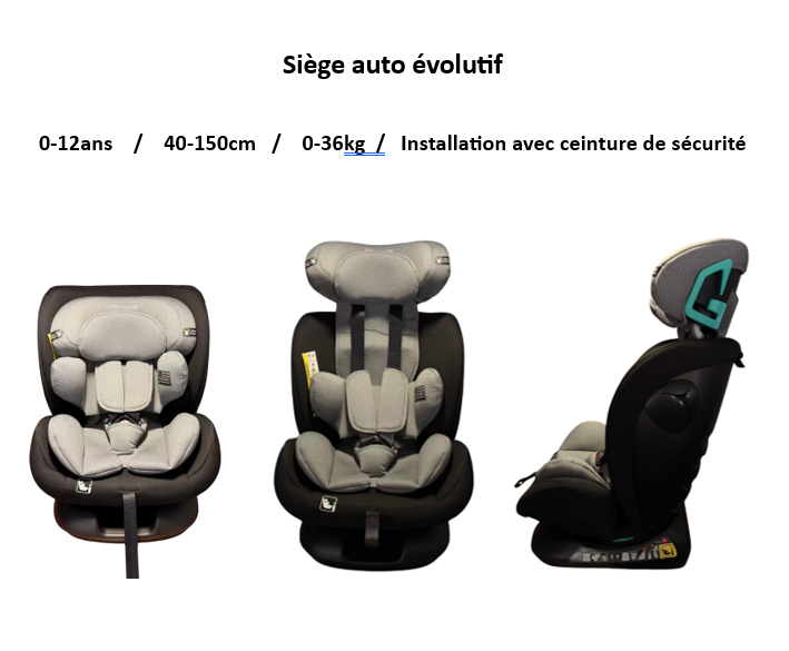 Siège-auto I-SIZE/Ceinturé First Allstage 40 à 150cm - Gris/Noir