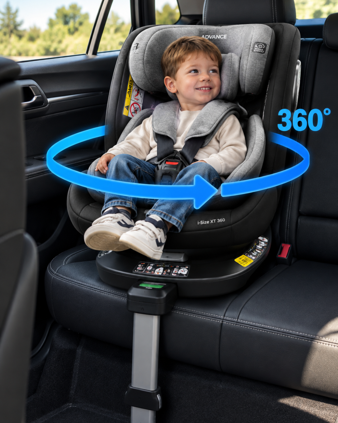 Siège-auto I-SIZE/ISOFIX XT 360° 40-150cm - Noir/Gris + couverture polaire offerte Advance