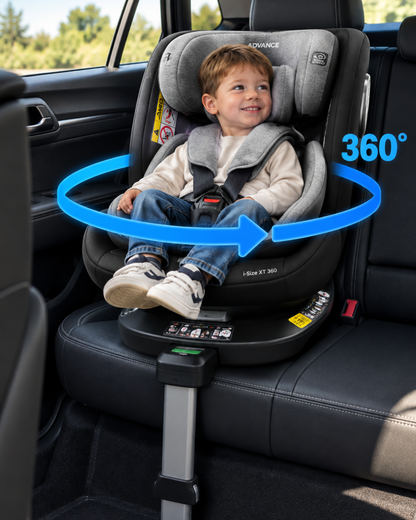 Siège-auto I-SIZE/ISOFIX XT 360° 40-150cm - Noir/Gris + couverture polaire offerte Advance