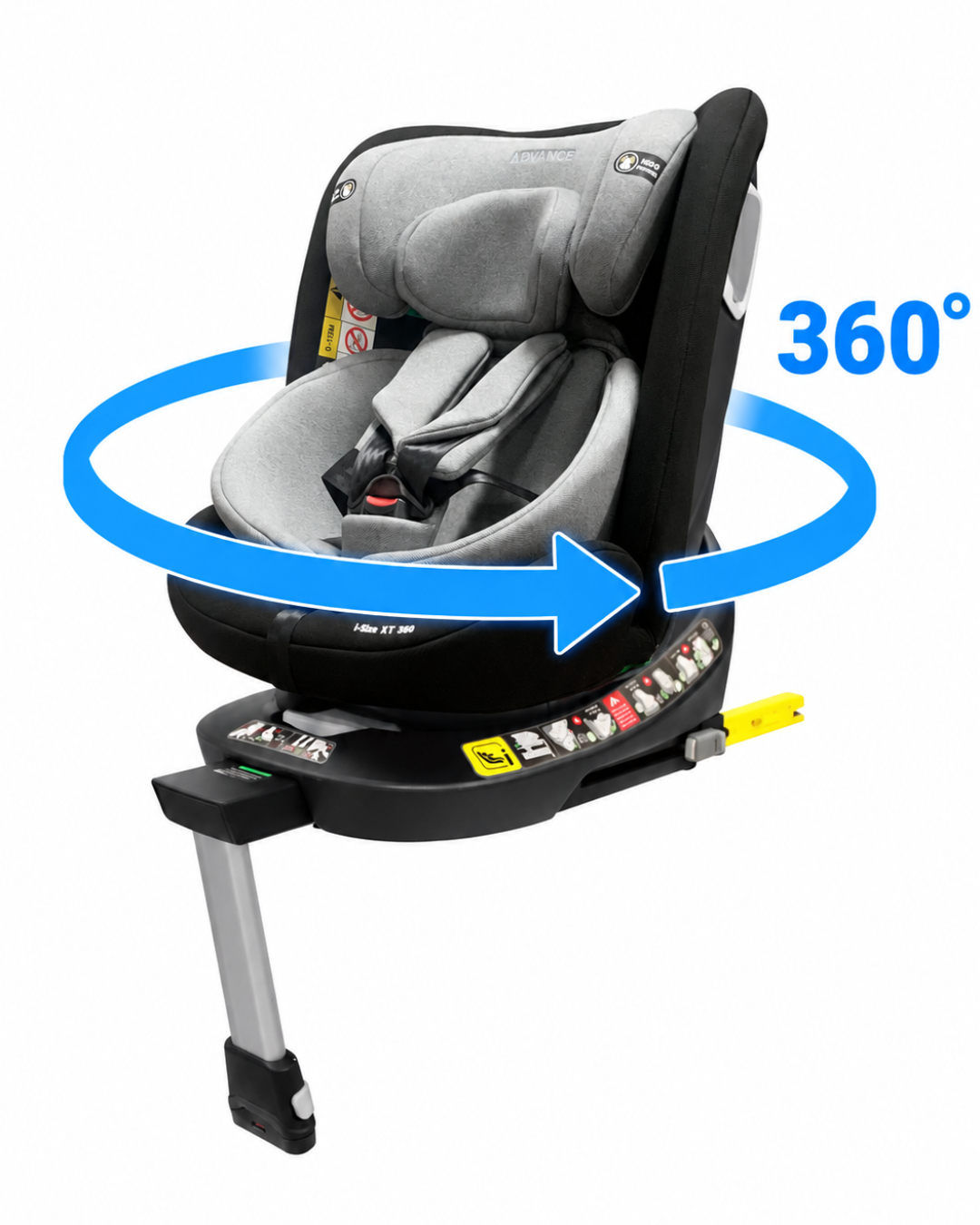 Siège-auto I-SIZE/ISOFIX XT 360° 40-150cm - Noir/Gris + couverture polaire offerte Advance